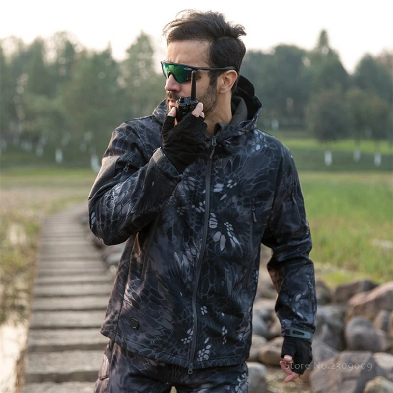 

Shark Skin Jacket Military Tactical Jacket Men Waterproof Windproof Warm Coat Camouflage Hooded Camo Army Clothing