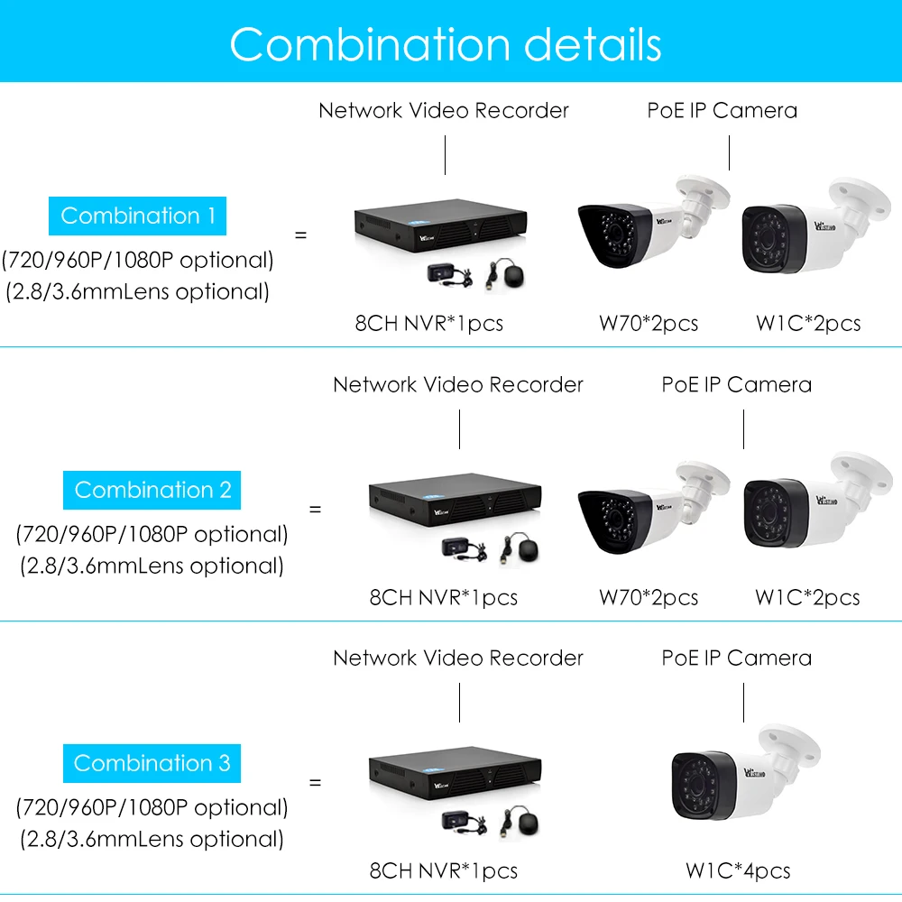 Wistino CCTV 8CH NVR Наборы XMeye PoE IP Камера 720 P 960 P 1080 P наружного наблюдения видео монитор Kit безопасности Системы Onvif Cam