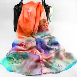 Мода 100% натурального шелка шарф шаль Хиджаб wrap для женщин большие размеры длинный шарф Зимний