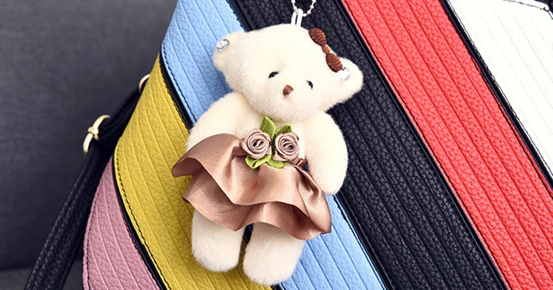 Women Stripe Handbag Female Leather Crossbody Bag Lady Fashion Bear Messenger Shoulder Bags Bolsa Purse Tote Sac A Main SS7214 (10)