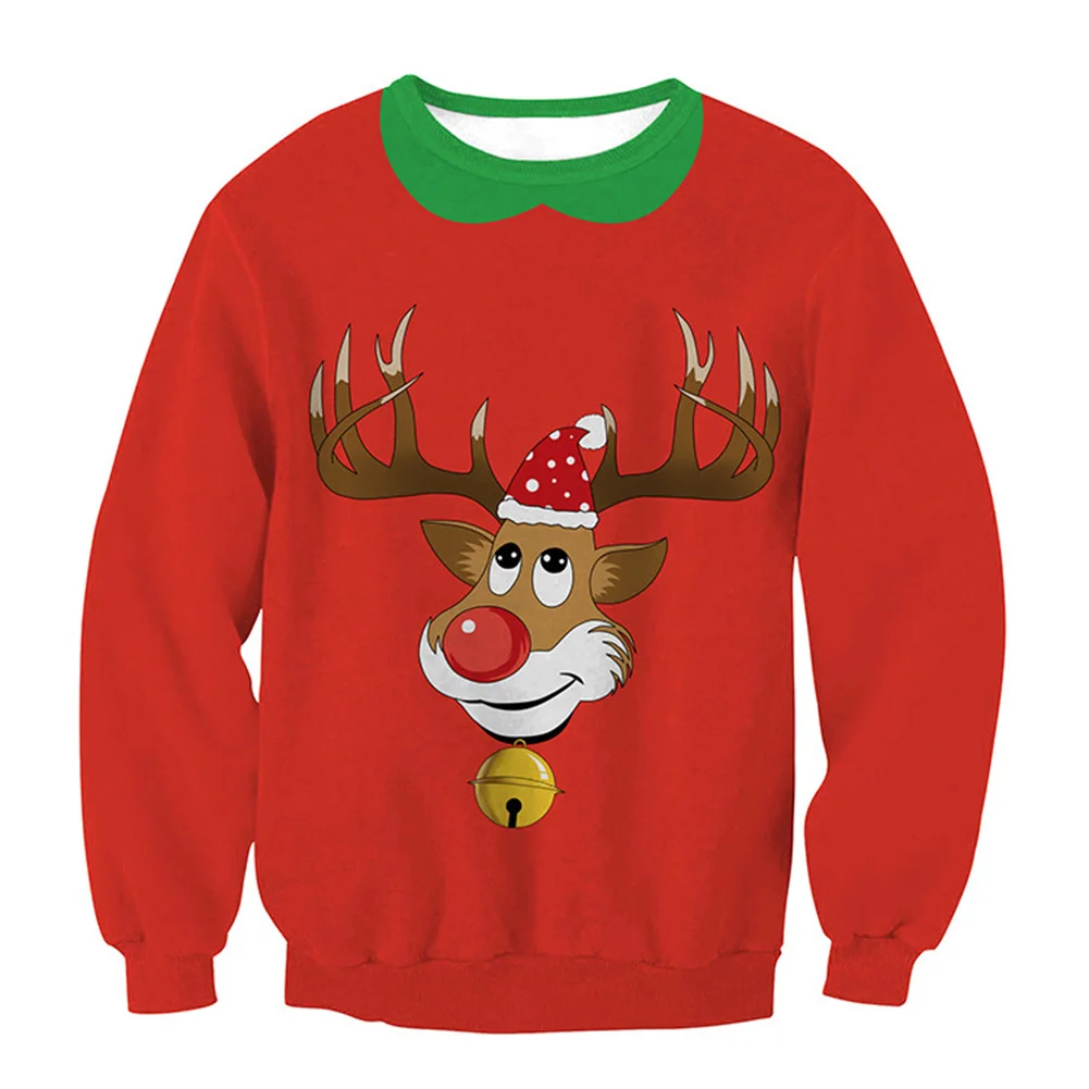 unisex Christmas Tops Casual Pullover Tracksuits Long Sleeve Women