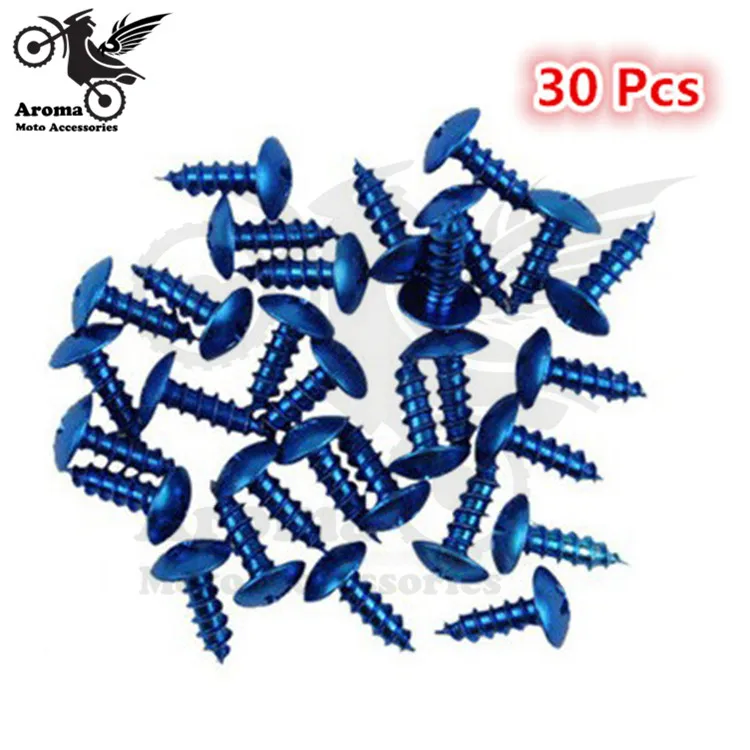 30pcs 6 colors red blue yellow purple silver black decal motocross nuts bolts 2cm motorbike parts decal Off-road dirt pit bike accessories colorful decoration motocross pointed screw moto screw motorcycle tip Motorcycle Screw Caps Motorcycle Fasteners Motorcycle Screws Motorcycle Accessories