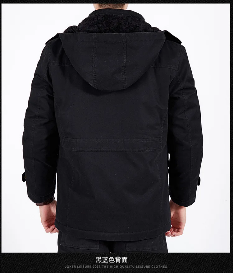 ZHAN DI JI PU Брендовая Мужская шерстяная подкладка сохраняющая тепло зимняя утепленная ветровка пальто и куртка для мужчин 175