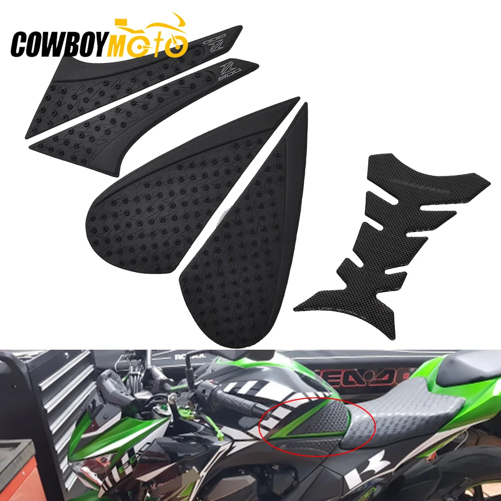 For Kawasaki Z800 2012 2013 2014 2015 Black Anti Slip Protector Sticker Tank Pads Side Gas Knee Grip Traction + Free Decal | Автомобили и