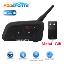 Fodsports 1 pcs V6 Pro 1200M intercomunicador BT Interphone Wireless Motorcycle Helmet Bluetooth Headset Intercom for