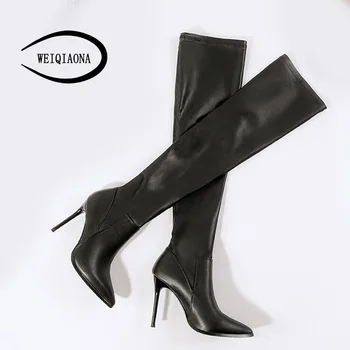 

WEIQIAONA 2018 New Sexy Brand Design Women Shoes Winter High Boot High Heels Over-the-knee Dress Shoes Ladies Shoes Fashion