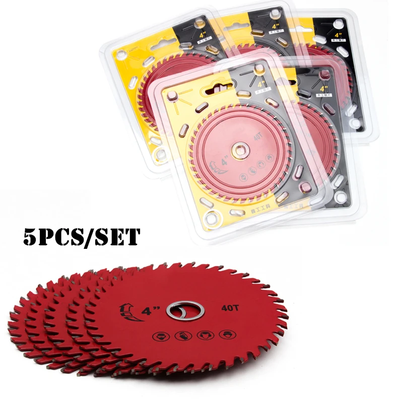 

5PCS/set Carbide Circular Saw Blades Set Round Hardness Alloy 20mm 4" Wooden Tu ngsten Steel Cutters For Chipboard Woodworking