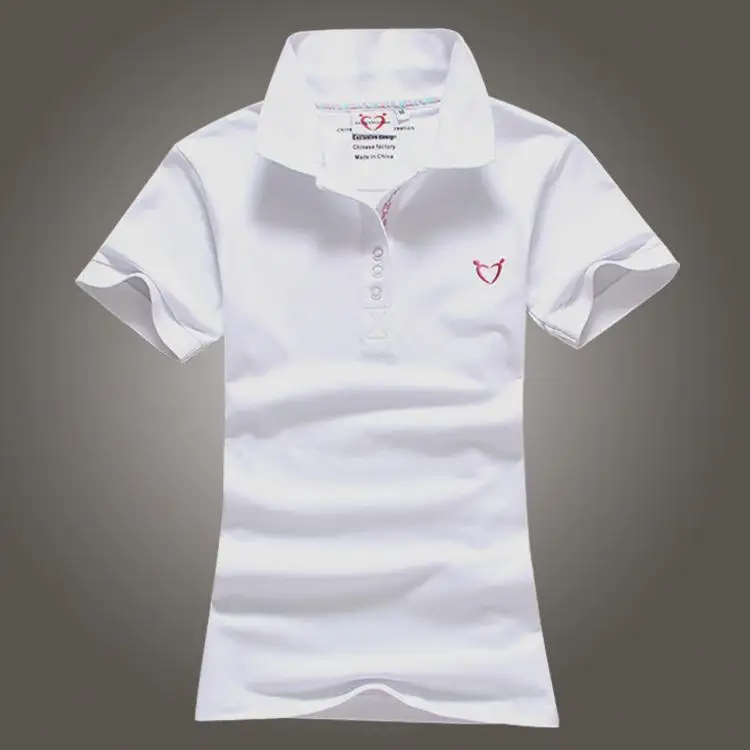 Размер S-4XL, женская рубашка поло, весна-лето, Хлопковая женская футболка с коротким рукавом, женская футболка с отложным воротником и вышивкой, однотонное поло y45 - Цвет: as picture