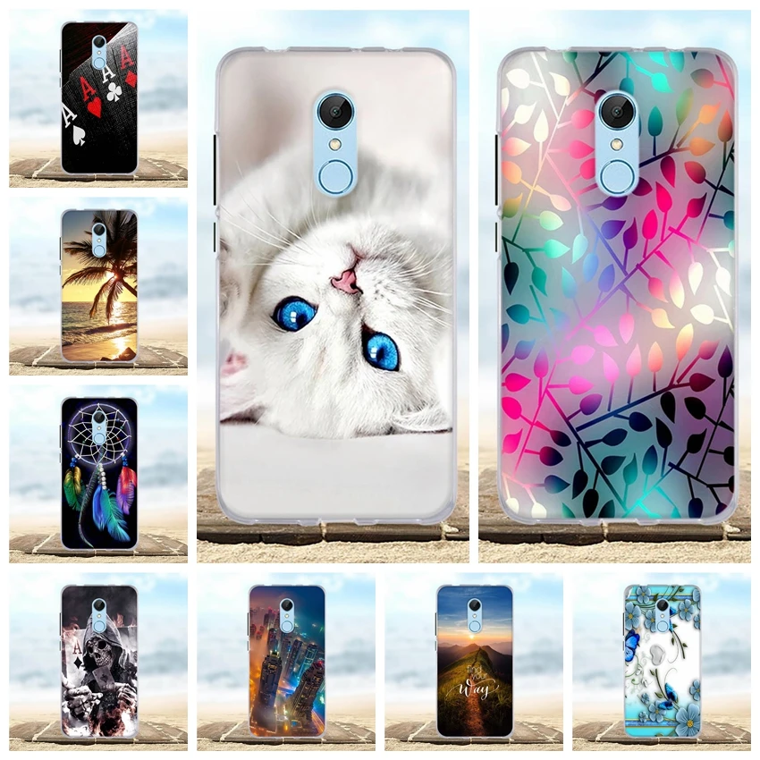 Для Funda Xiaomi Redmi 5 7 &quotчехол Цветочный Кот Обложка с рисунком для Чехол Милая