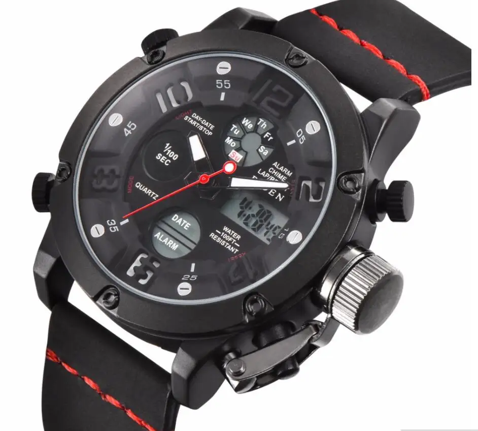 

Top Brand Digital Charm Men's Watch Shock Male Clock Watch Fashion Waterproof Leather Military LED Watch Man Relogio Sports