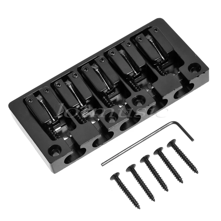 Bass Bridge Black Chrome 5 String Fixed Bridge for Electric Bass Guitar