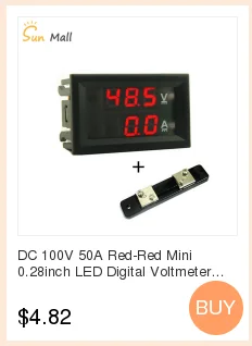 DC 100V 1A 10A 50A 100A мини 0,28 дюймов светодиодный цифровой вольтметр Амперметр Вольт Амперметр индикатор напряжения тестер