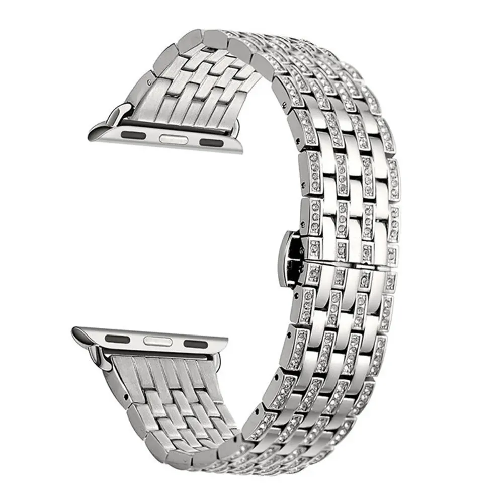 Алмаз соединяющий ремешок браслета для Apple Watch группа 40mm/44mm/38mm/42mm iwatch серии 4/3/2/1 Для мужчин/Для женщин заменить Для мужчин t ремешок для часов - Цвет ремешка: silver