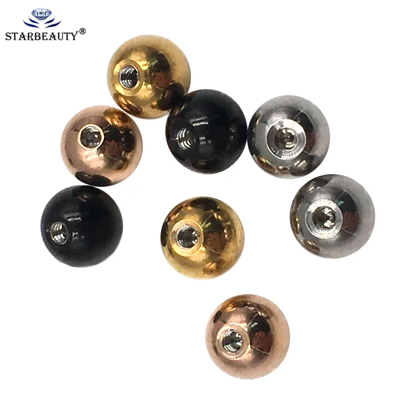 10Pcs Gold Colors Screw Piercings Balls Nose Rings Lip Nipple Piercings