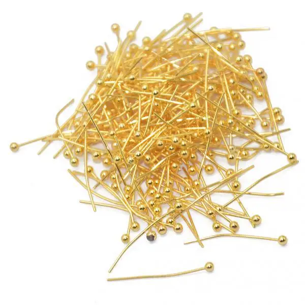 400pcs Gold Metal Ball Headpins Head Pins Needles Craft Jewelry Makings 20mm