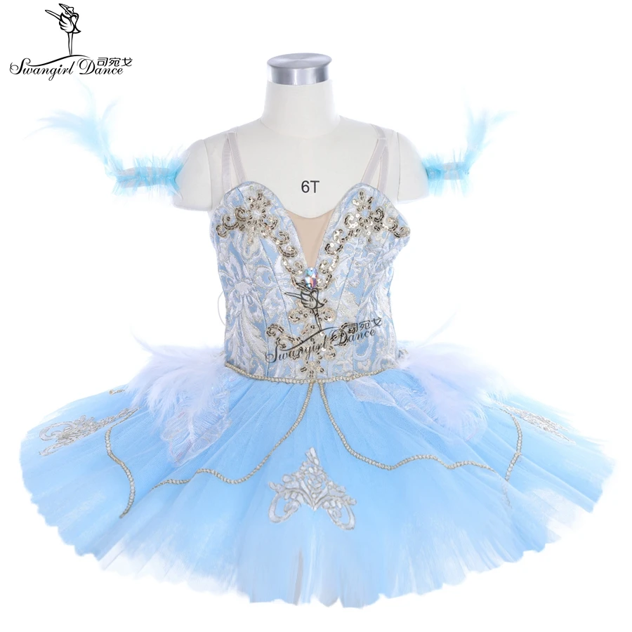 

women light blue bird professional tutu women platter pancake tutu performance stage costume skirt BT9243