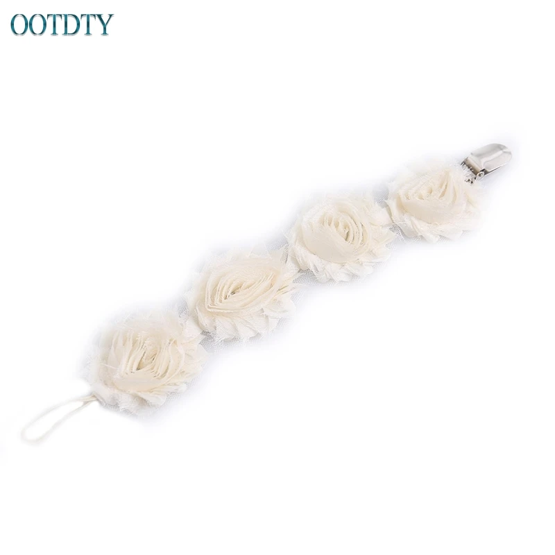 

1PC Toddler Baby Infant Shabby Rose Flower Pacifier Clip Teething Soother Holder #330XY