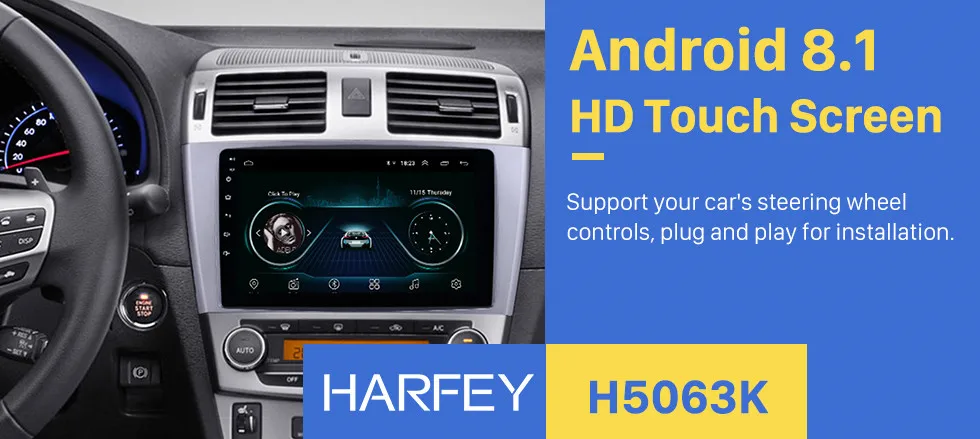 Perfect Harfey 9" Android 8.1 GPS Navigation Radio for 2009-2013 Toyota AVENSIS with Bluetooth SWC support DVR car multimedia player 0