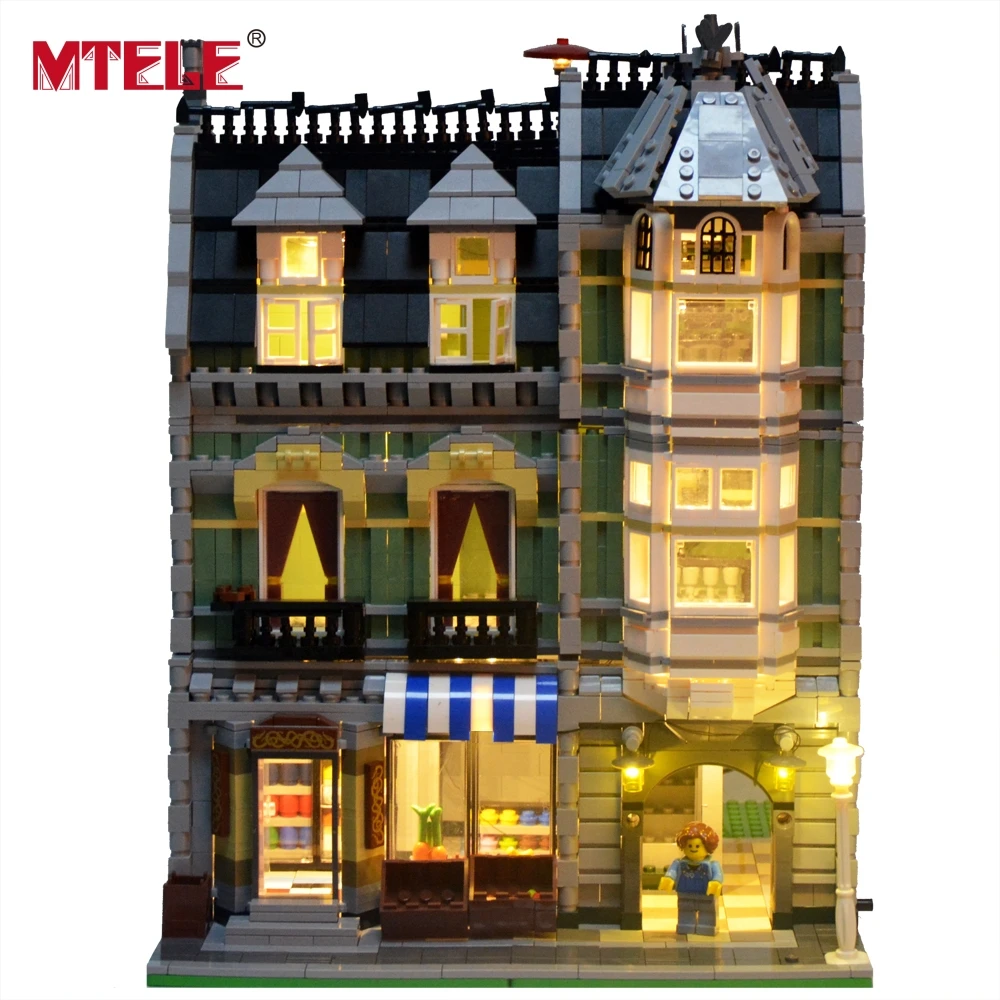 MTELE Brand Led Light Kit For Green Grocer House Building Blocks Light Set Compatible With Lego 10185