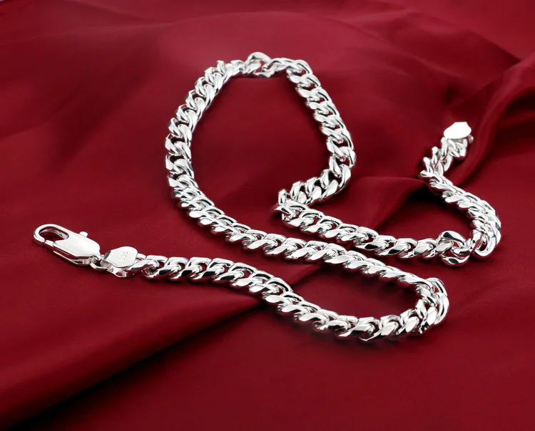 Модная новинка 925, Серебряное мужское ожерелье с плетением, дизайнерское цельное серебряное ожерелье, 10 мм, 66 см, Хип-хоп стиль, аксессуары, Настоящее серебро, не выцветает