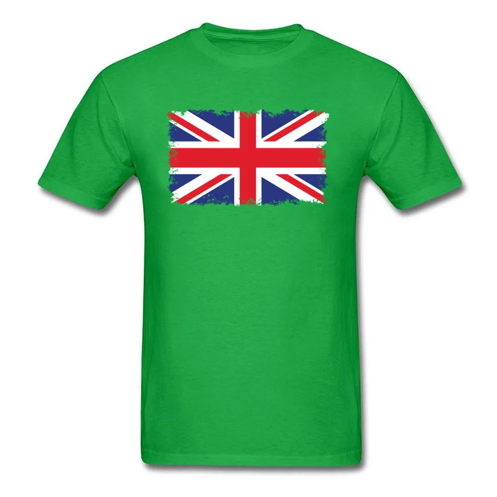 Crewneck British flag with distressed edges All Cotton Men's T Shirts Printed Tops Tees 2018 Popular Tee Shirt Short Sleeve British flag with distressed edges green
