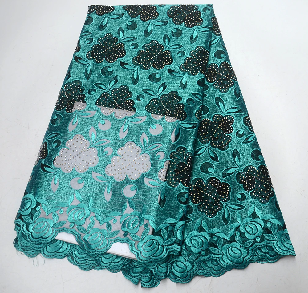 

2019 Latest Beatiful Latest African Lace Fabric Turquoise French Net Lace Fabric High Quality Africa Tulle Fabric With Stones