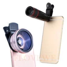 Универсальные зажимы линзы камеры комплект 2в1 0.45X широкоугольный 12.5X макро объектив 12X зум телескоп телеобъектив для смартфона