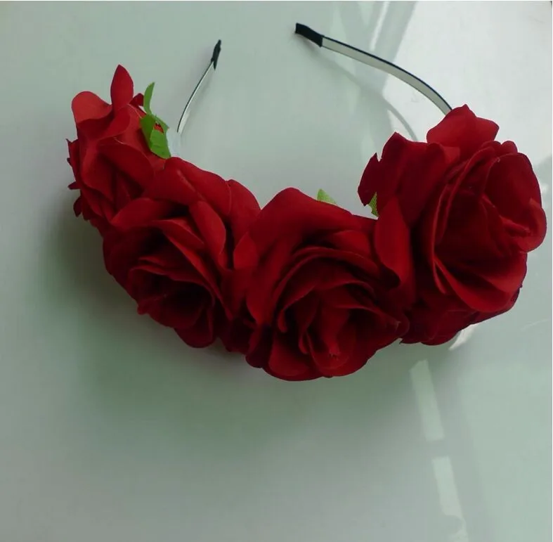 Свадебный женский ободок для волос с розами, Свадебный Цветочный венок ободок, эластичный головной убор с цветами, аксессуары для волос, венки