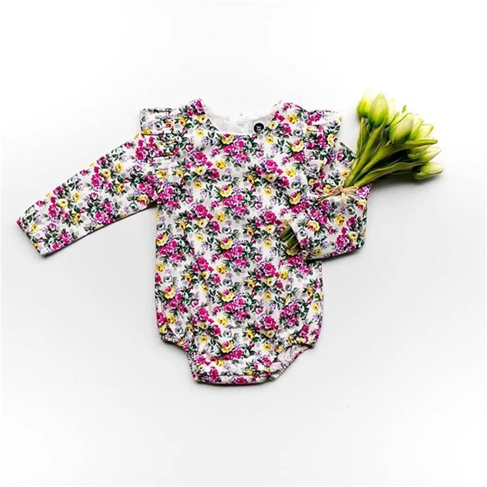 Боди с цветочным принтом для новорожденных девочек, комбинезон, хлопковая одежда