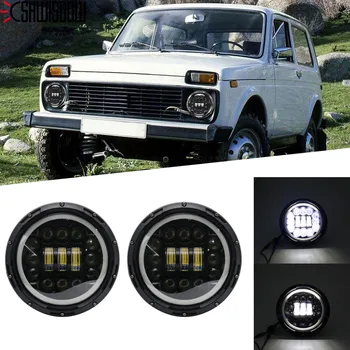 

7" LED Headlight 6D Car Led Driving Lights Hi/Lo Beam DRL White Amber 12V Led for Jeep Wrangler JK TJ Land Rover motorcycle
