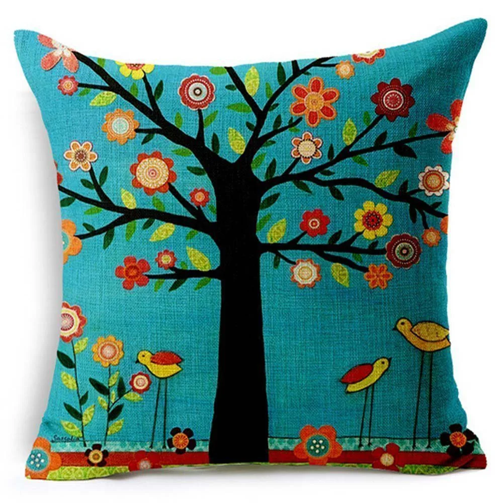Buy Ouneed Tree Pattern Linen Square Throw Flax Pillow