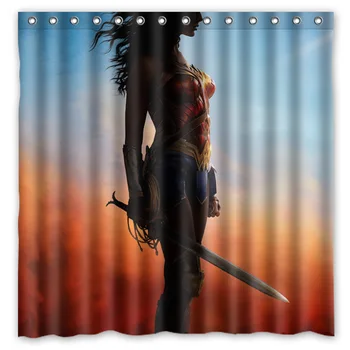 

Wonder Woman Printed Bath Shower Curtains Waterproof Polyester Fabric Curtain For The Bathroom with 12 Hooks