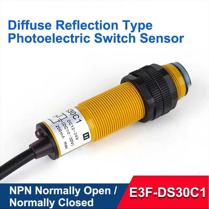 

E3F-DS30C1 200mA 0.5K Adjustable Photoelectric Detect Sensor with diffuse NPN Connections Proximity Switch High Q
