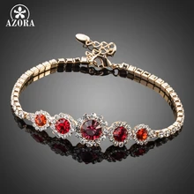 AZORA сверкающий золотой цвет 5 шт. темно-красный круглый Stellux Австрийский Кристалл браслет TS0019