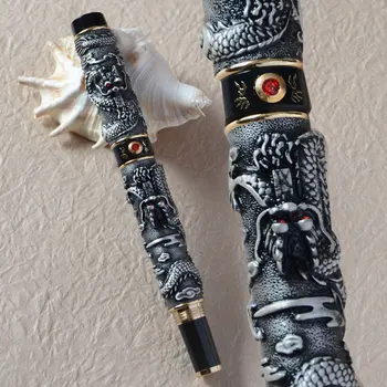 

JINHAO GREY TWO DRAGON PLAY PEARL ROLLER BALL PEN CRYSTAL