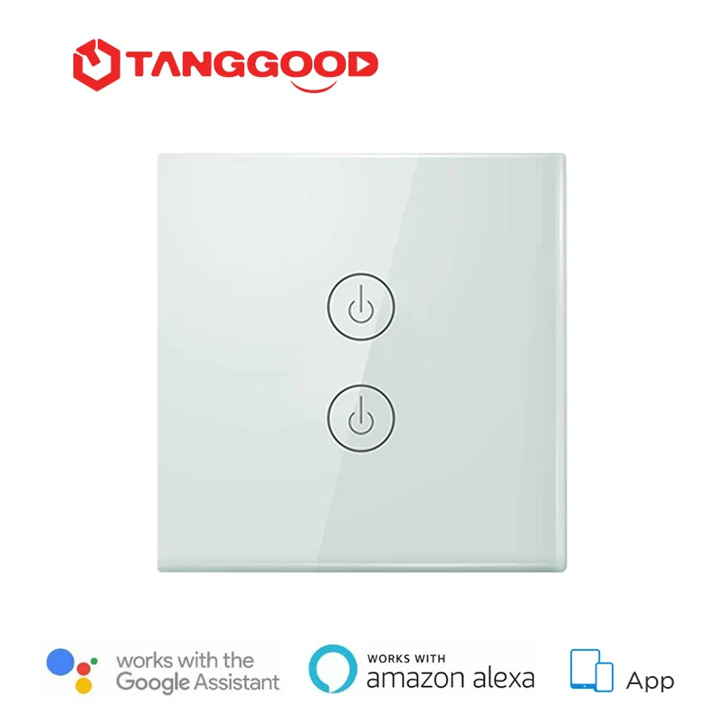 

TANGGOOD WiFi Light Switch Smart Wall Switch 1/2/3 Gang EU UK Work with Alexa & Google Assistant & IFTTT App Remote Control