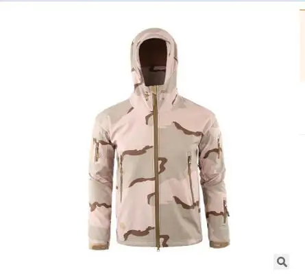 Военная камуфляжная ветрозащитная водонепроницаемая куртка, топы для мужчин, верхняя одежда для альпинизма, верховой езды, мягкая флисовая Толстая теплая тактическая куртка - Цвет: sand
