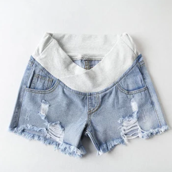 

Summer Maternity Denim Shorts Elastic Waist Belly Short Jeans Clothes for Pregnant Women Pregnancy Jeans Shorts