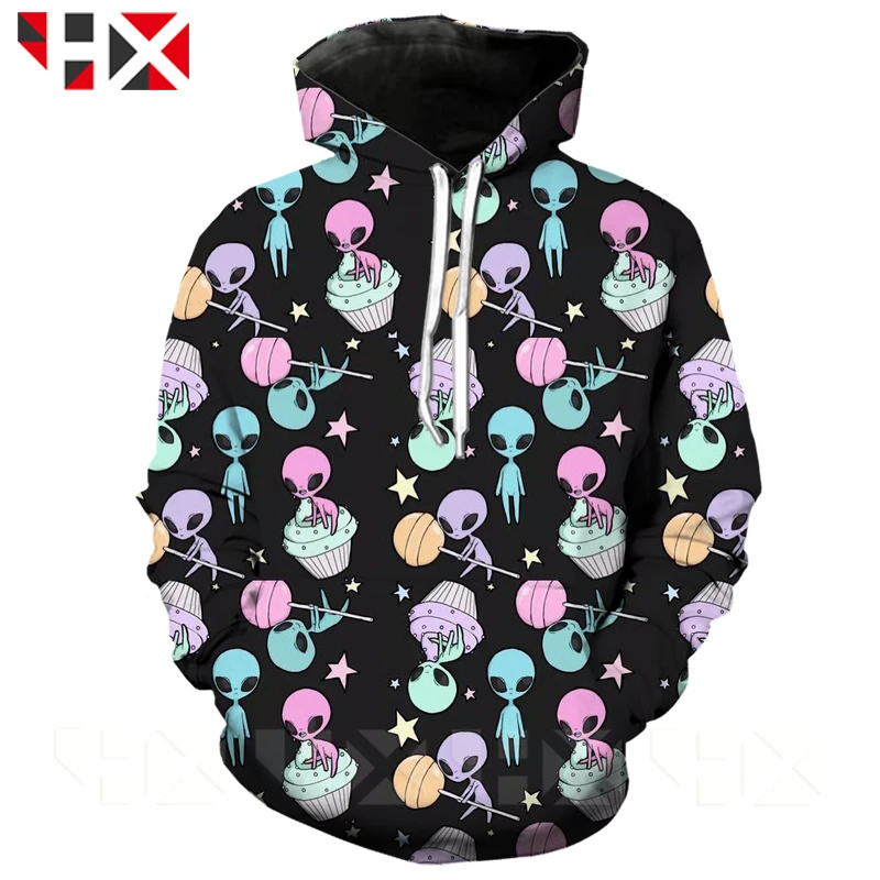 

HX Newest Summer Funny Aliens 3D Printed T Shirt/Sweatshirt/Hoodie Unisex Cute Aliens Short Sleeve Harajuku Style Tops HX412