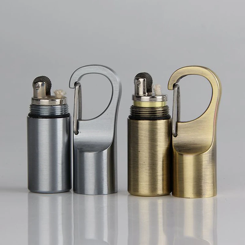 

IQiuhike Mini Compact Kerosene Lighter Key Chain Capsule Gasoline Lighter Inflated Keychain Petrol Lighter Outdoor Tools
