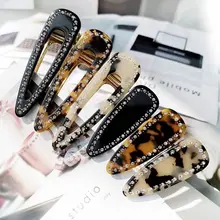 Женская Корейская металлическая заколка для волос Duckbill Винтажная заколка для волос Леопардовый узор пустая капля заколка для волос со стразами уксусная кислота заколки