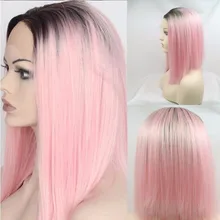 MRWIG 12 дюймов короткий Боб Омбре/розовый парик Средняя часть волос косплей синтетические парики для женщин Термостойкое волокно