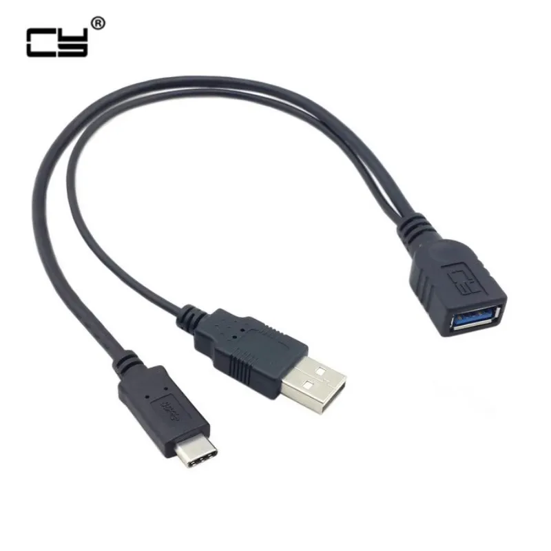 

10pcs/USB-C USB 3.1 Type C Male Connector to A Female OTG Data Cable with Extral Power 20cm