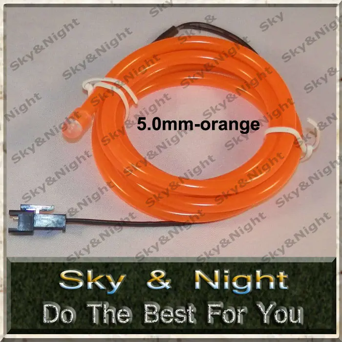 A quality Orange Neon light tube 5.0mm -50M el wire +220v Inverter +free shipping ten colors are available