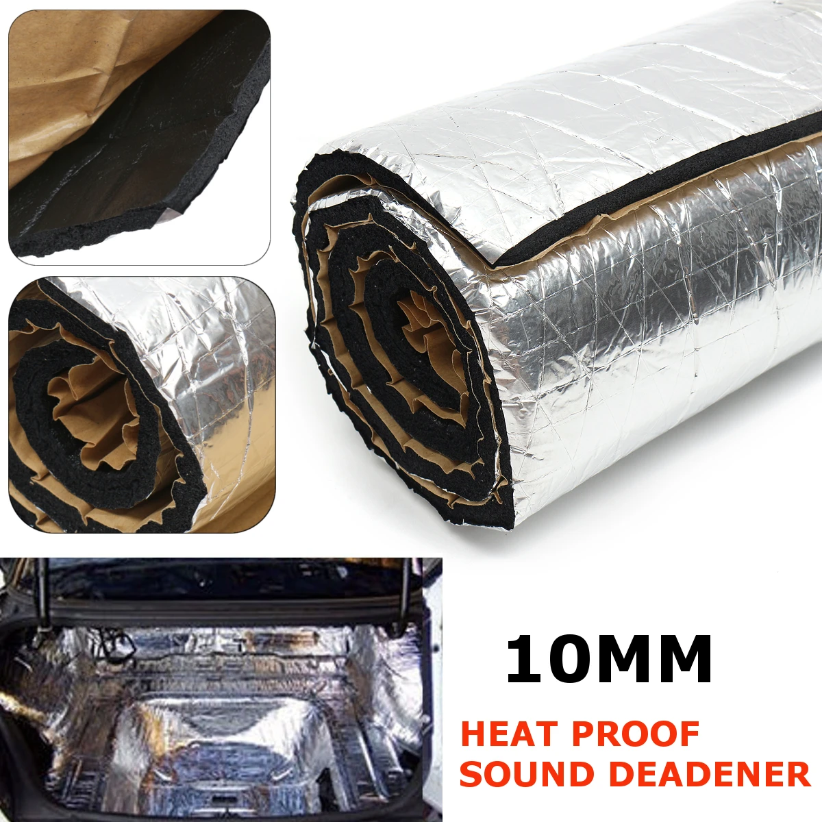 

10mm Rubber Car Van Deadener Heat Sound Proofing Insulation Hood Exhaust Muffler Auto Interior exterior Accessories 100cm*40cm