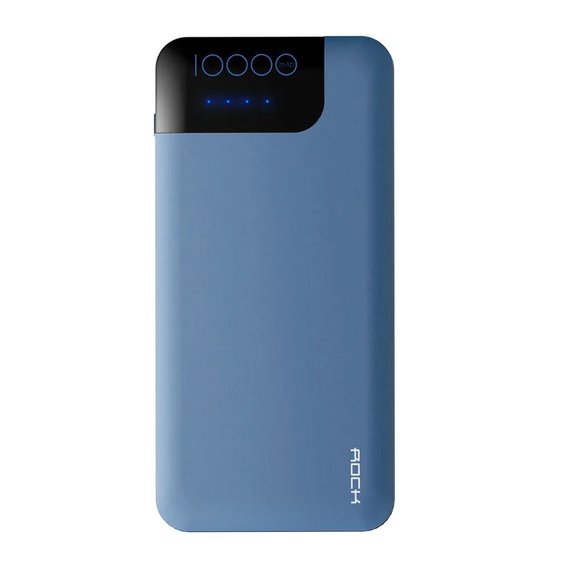 ROCK Quick Charge power Bank 10000mAh 5 V/9 V/12 V Smart QC 3,0 power bank с цифровым дисплеем типа C портативный внешний аккумулятор - Цвет: Blue