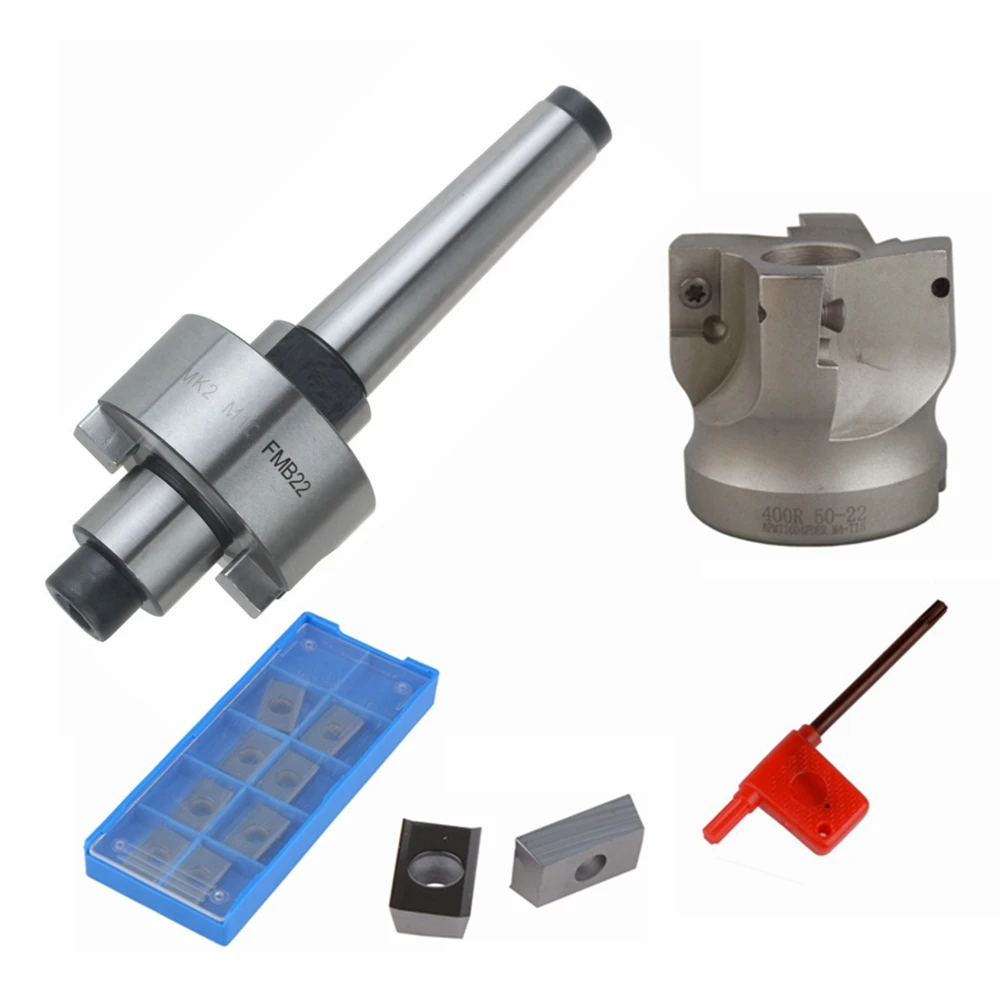 

MT2 FMB22 M10 Holder Face Mill Cutter 400R-50-22 With 10Pcs APMT1604 Carbide Insert suitable for Aluminum