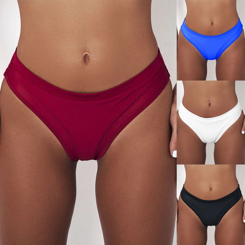 Sexy Trangel Women Mid-waist Swim Trunks Summer Swimming Bikini Bottoms Two-Piece Separates Swimwear Women Sexy Bottom Beachwear