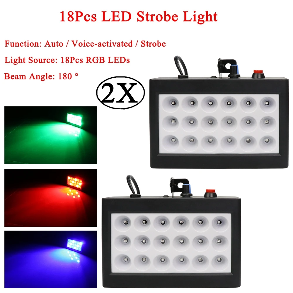 2Pcs/Lot 18W LED RGB Stage Effect Light Sound Music Control Projector Strobe Light For DJ Club Disco KTV Stage Party Show 0 tax 2pcs new 17r 350w waterproof beam moving head light ip65 dmx512 sound control dj disco music party bar stage lights moving