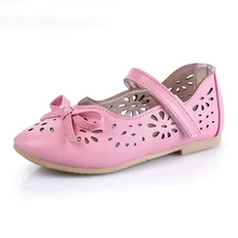 WENDYWU Kids Shoes For Girl 2017 Autumn Arrival Bow Hollow Girl Party Dress Solid Cute Fashion